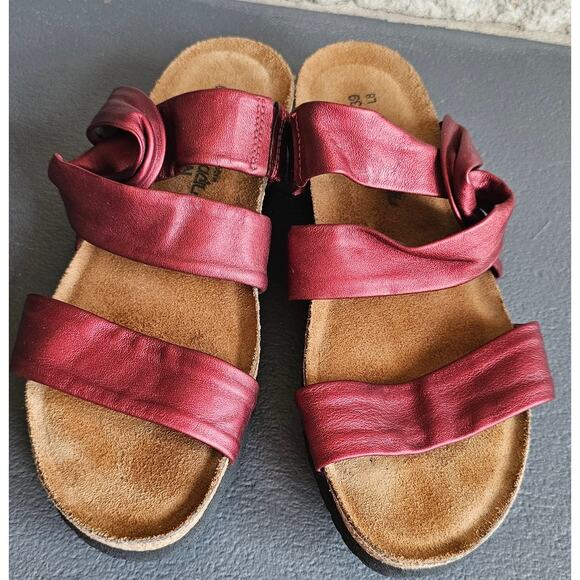 NAOT Sandals, Made in Isreal, Maroon Twist Strap, Slip on, New, Womens Sz 8 - Picture 4 of 6